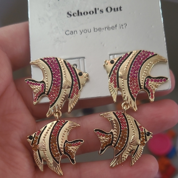 Sugarfix by BaubleBar Gold and Pink Fish Earrings - Picture 3 of 3